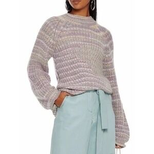 Nicholas Maliya Sweater Womens Small Purple Marled Alpaca Knit Chunky Fuzzy